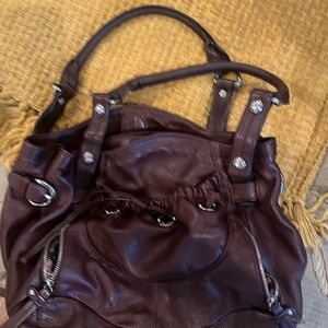 Brown leather shoulder purse by B makowsky